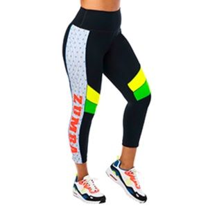 For Zumba Lovers High Waisted Crop Leggings Color: Bold Black Size: S